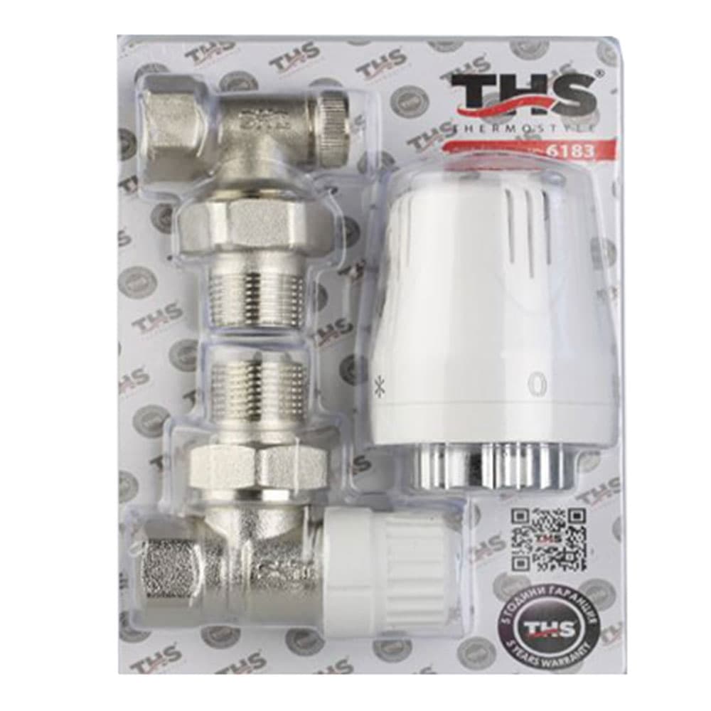 Радиаторен комплект 3в1 THS Thermostyle ъглов 1/2" 
