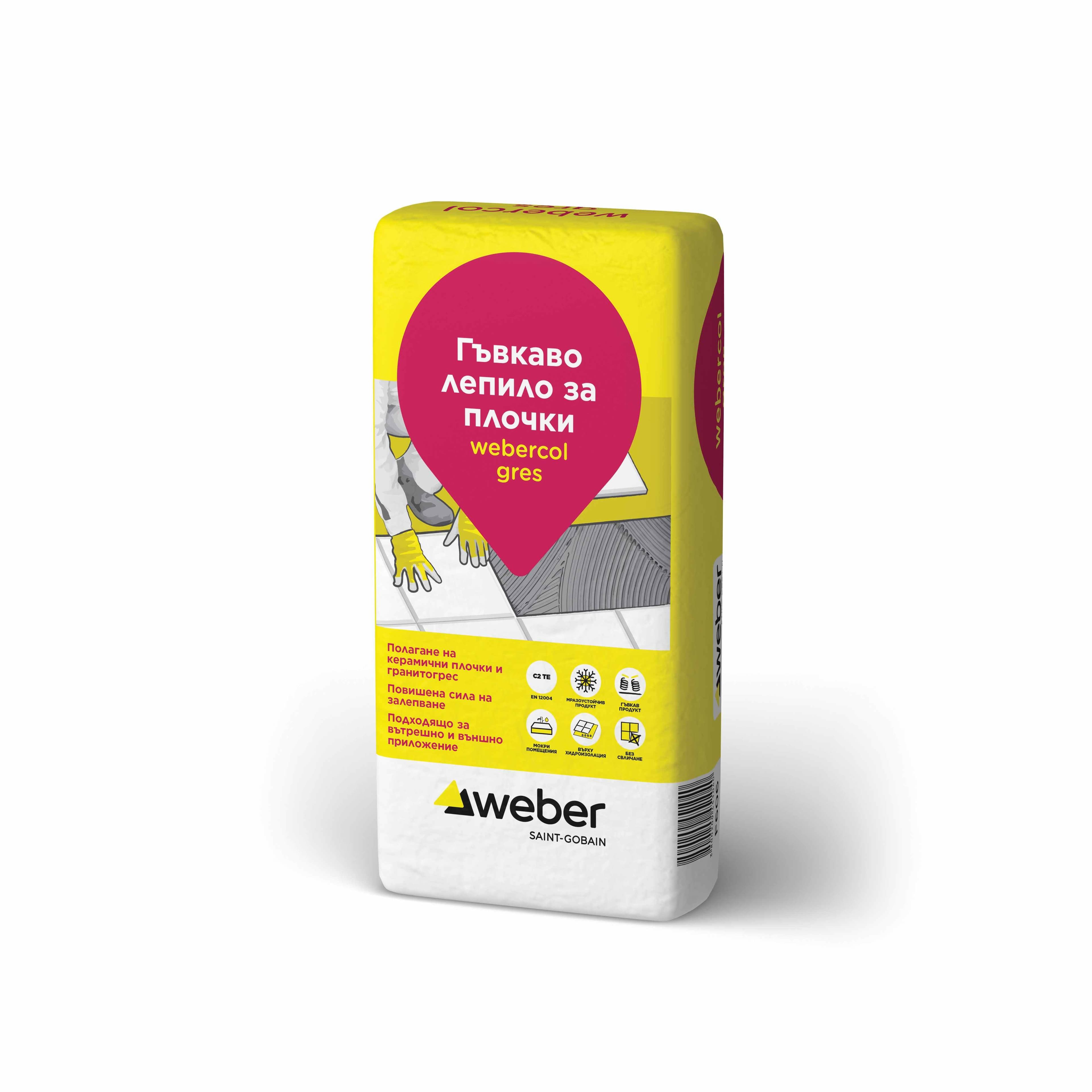 Гъвкаво лепило за плочки Webercol Gres C2TE 25кг