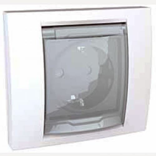 Единичен контакт с капак Schneider Unica Basic U61.037.18 бял IP44 