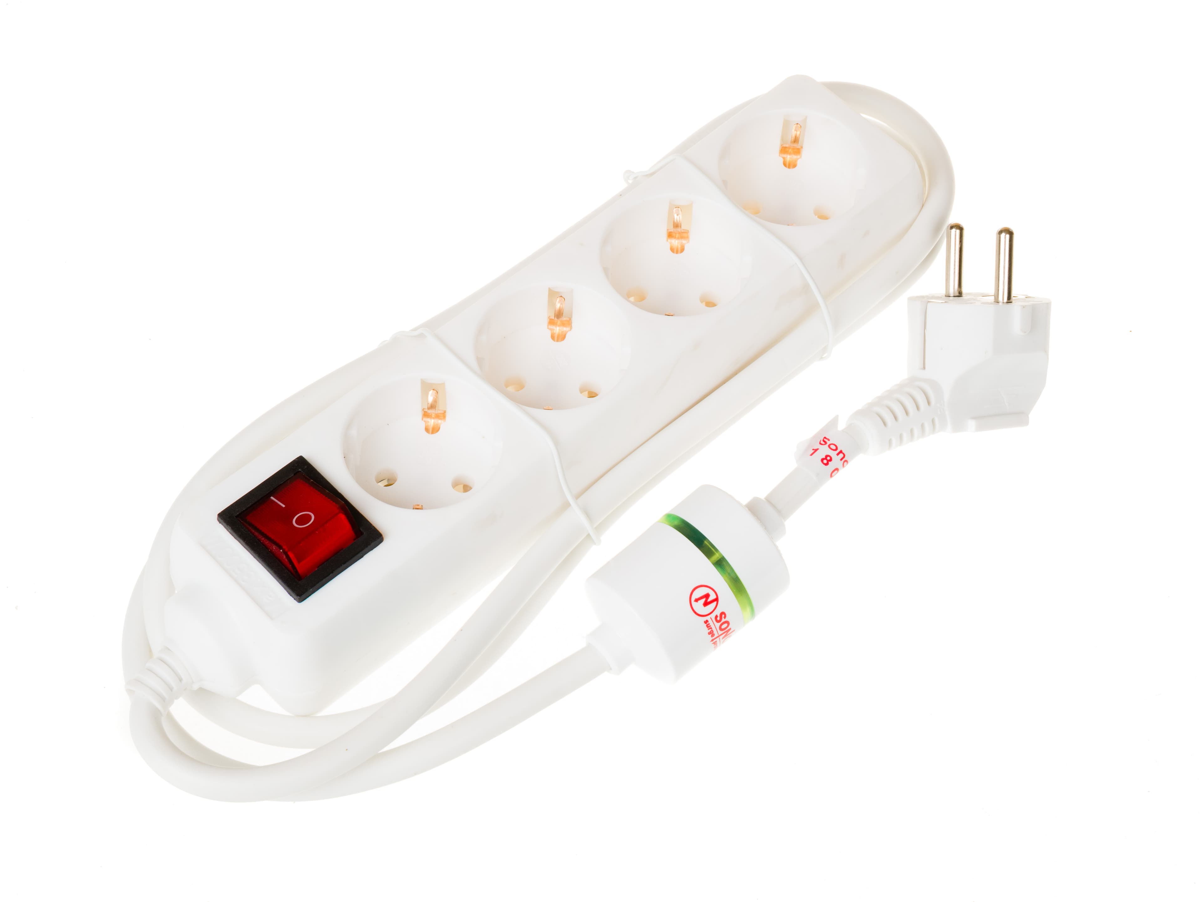 Разклонител с 4 гнезда и ключ с повишена защита 3600W 3x1,5mm