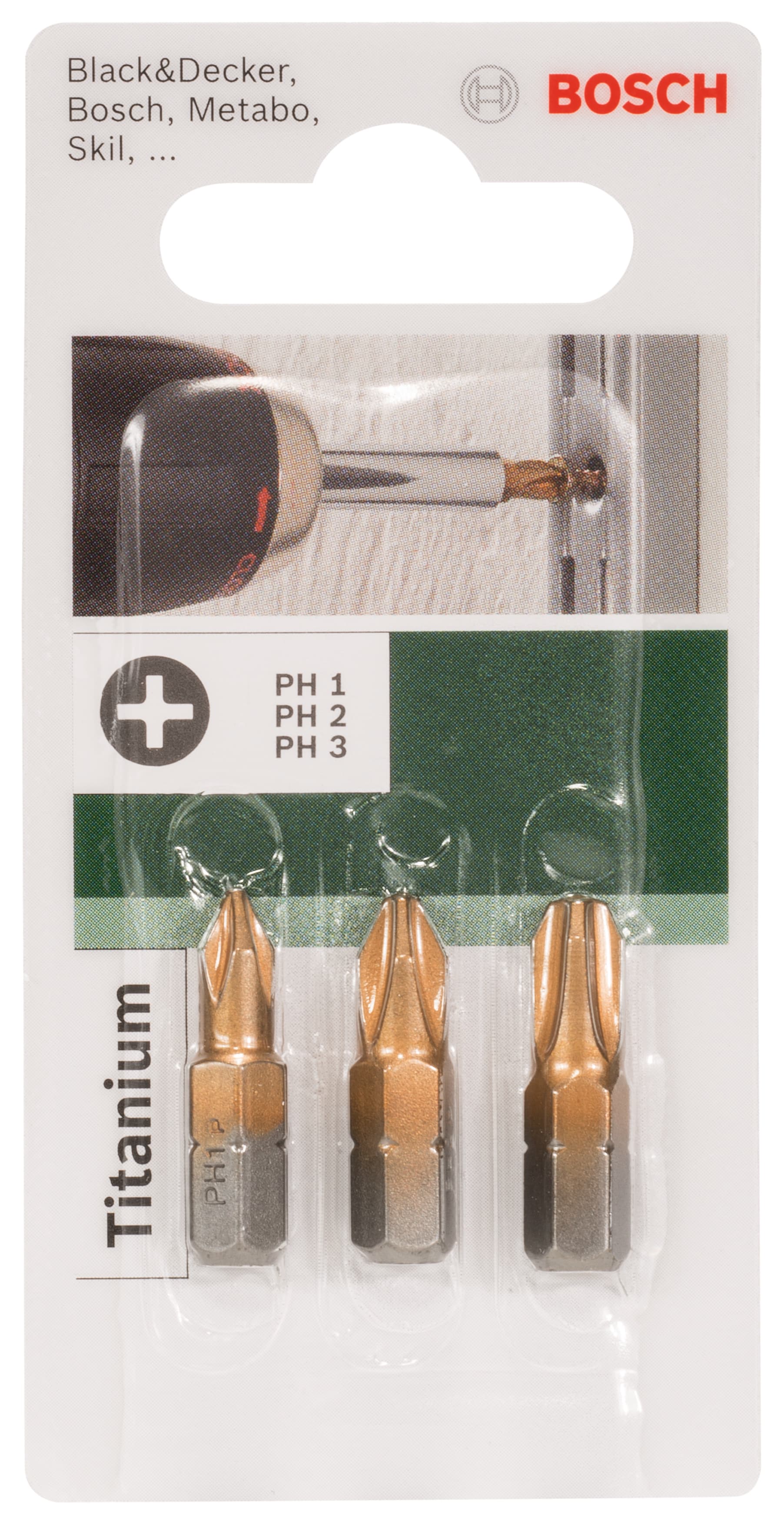 Комплект битове Bosch 3 PH Titanium 25мм