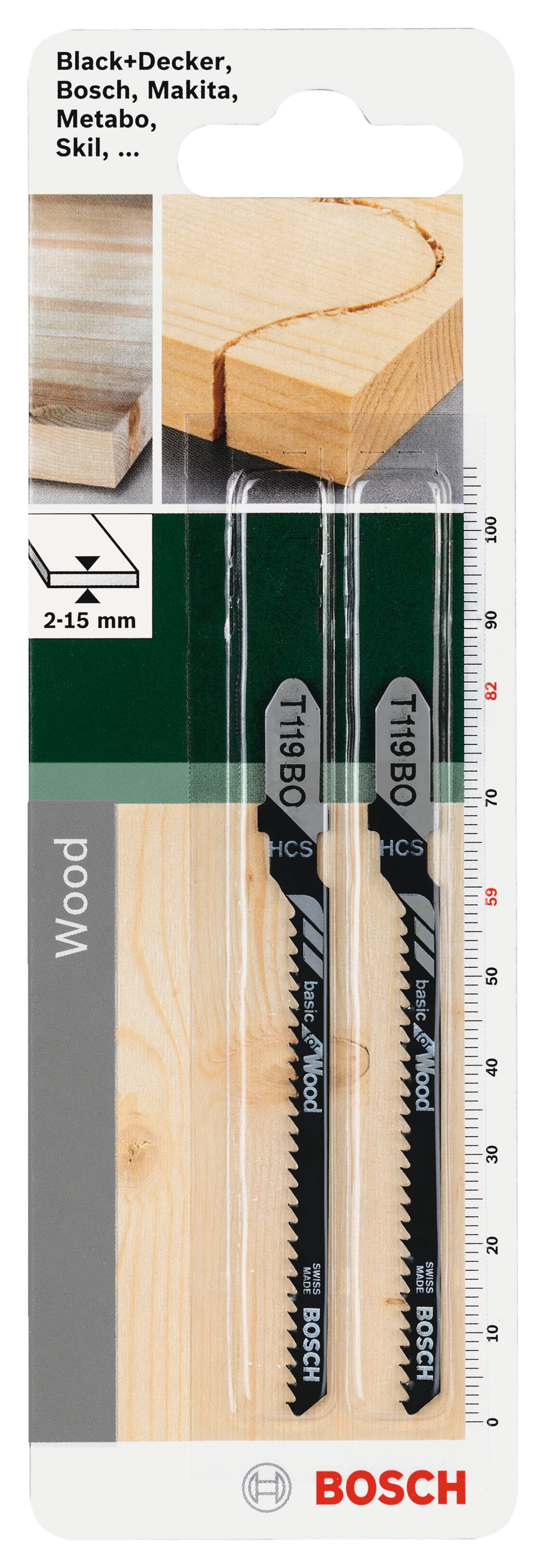 Ножчета за прободен трион за дърво Bosch T119BO 82мм 2 броя