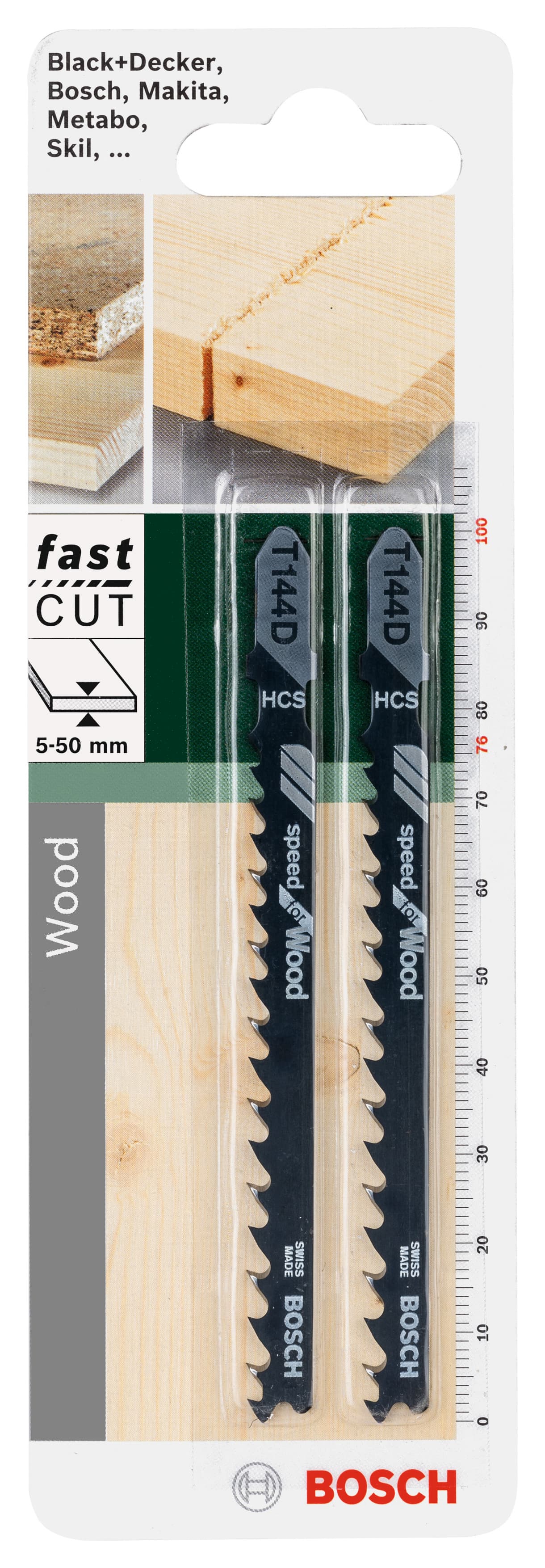 Ножчета за прободен трион за дърво Bosch T144D 100мм 2 броя