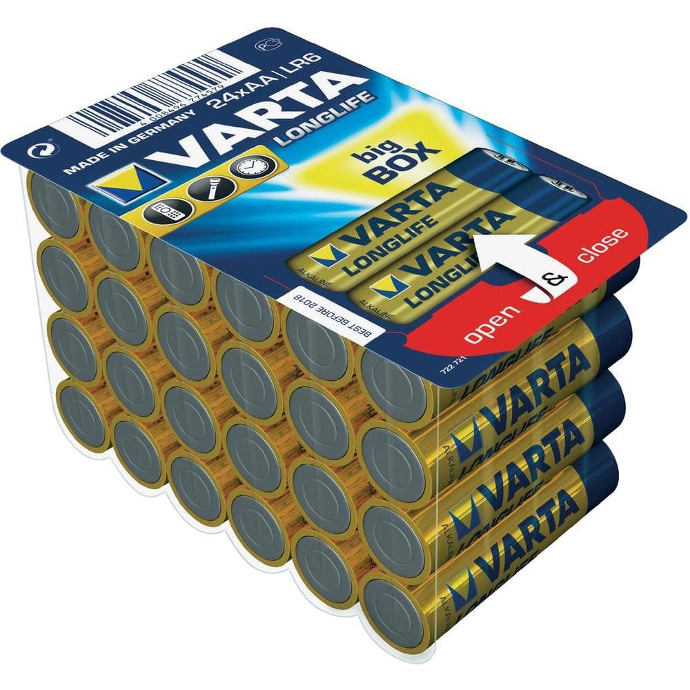 Алкална батерия Varta Longlife Extra Big Box AA 24 броя