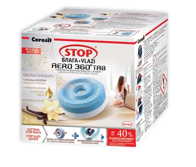 Таблетки за влагоабсорбатор Ceresit Aero 360° Aromatherapy ванилия 2х450г