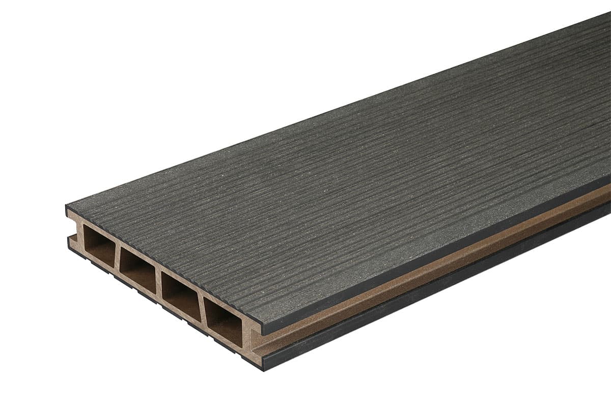 Декинг WPC Bergdeck Brushed DD 25мм х 150мм х 2.4м черен 
