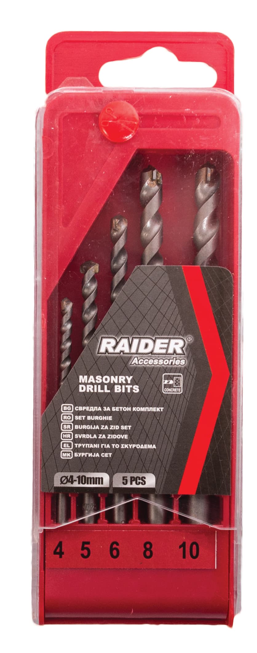 Комплект свредлa за бетон Raider ø4-10мм / 5 броя