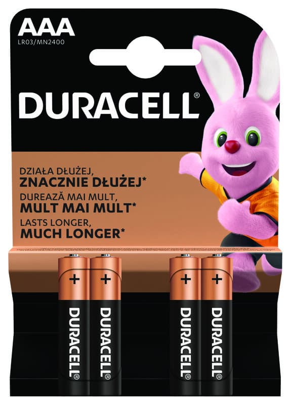 Алкална батерия Duracell ААА LR03 / 4 броя