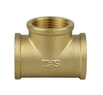 Матиран жълт фитинг - тройник 1/2" ЖЖЖ  месинг тежък модел Ths Thermostyle
