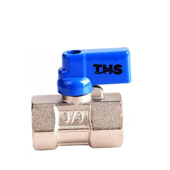 Мини сферичен кран Ths Thermostyle 3/8'' ЖЖ синя ръкохватка / никел  