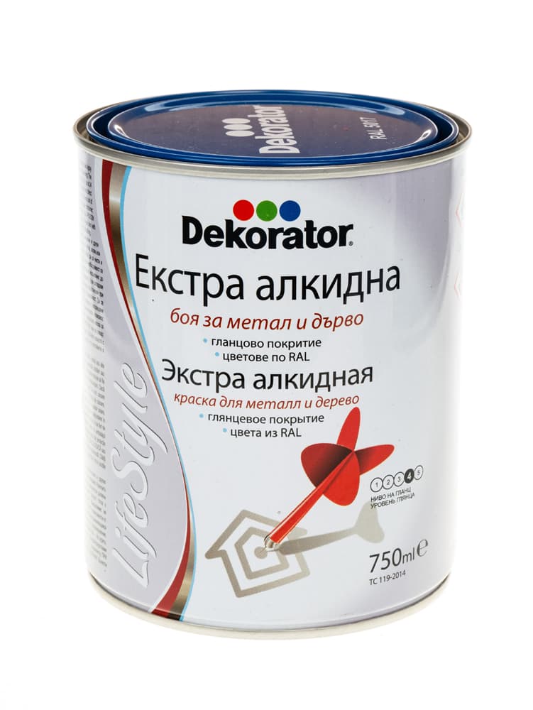 Екстра алкидна боя Dekorator трафик син 750ml