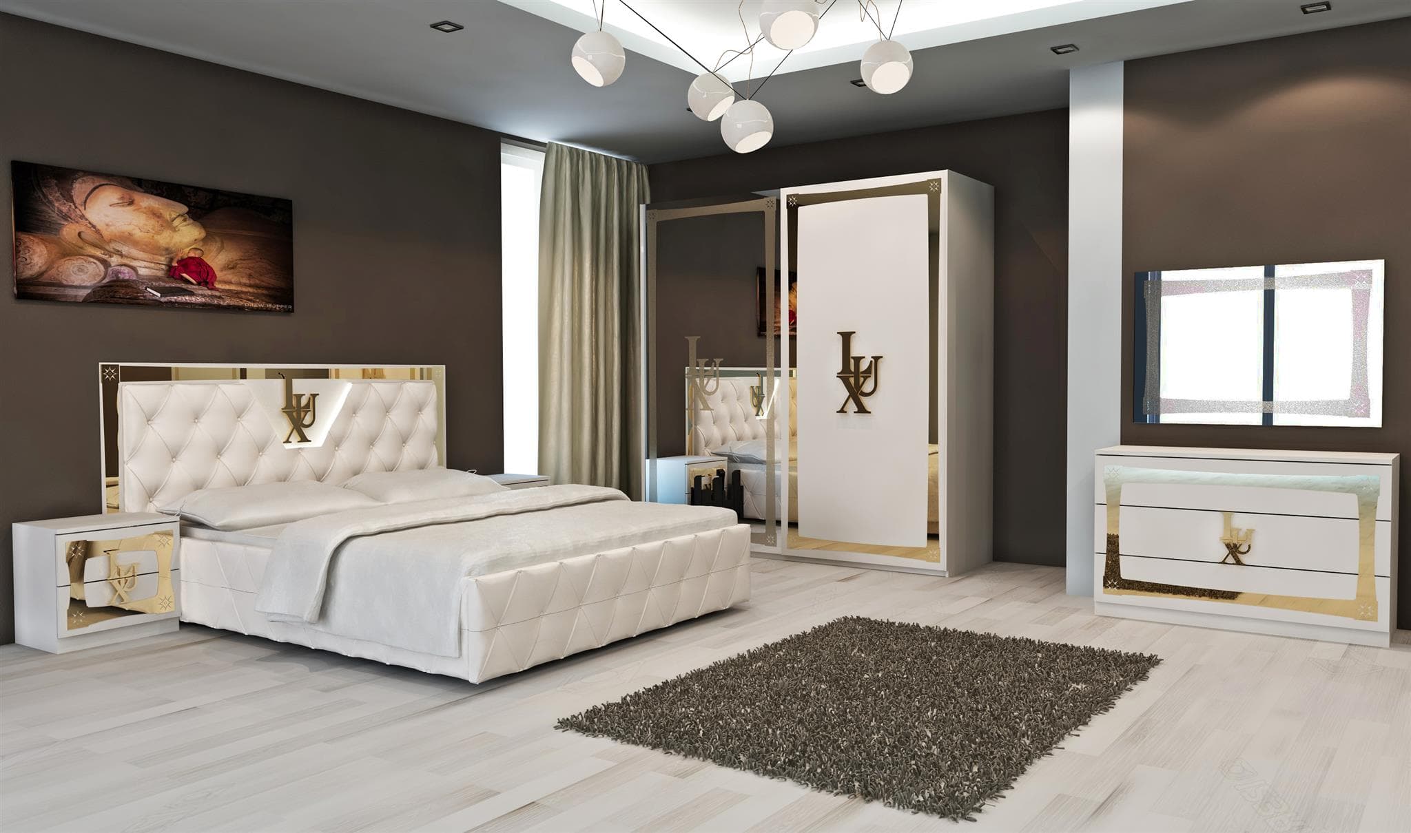 Спален комплект Lux Bianco 160/200