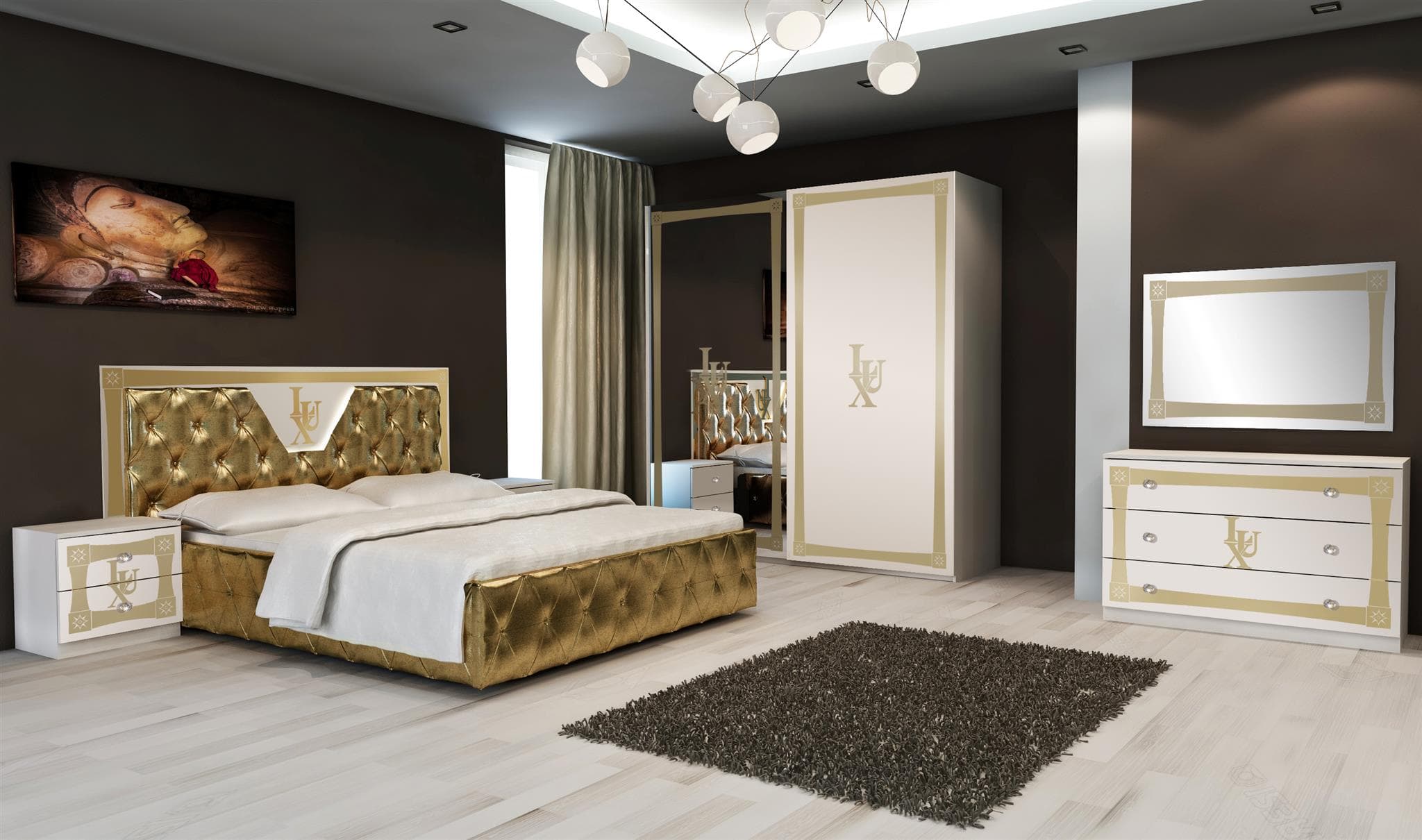 Спален комплект Lux Bianco Gold 160/200