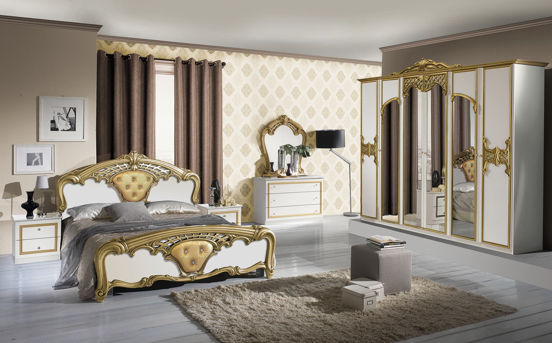 Спален комплект Eva Gold Bianco 160/200