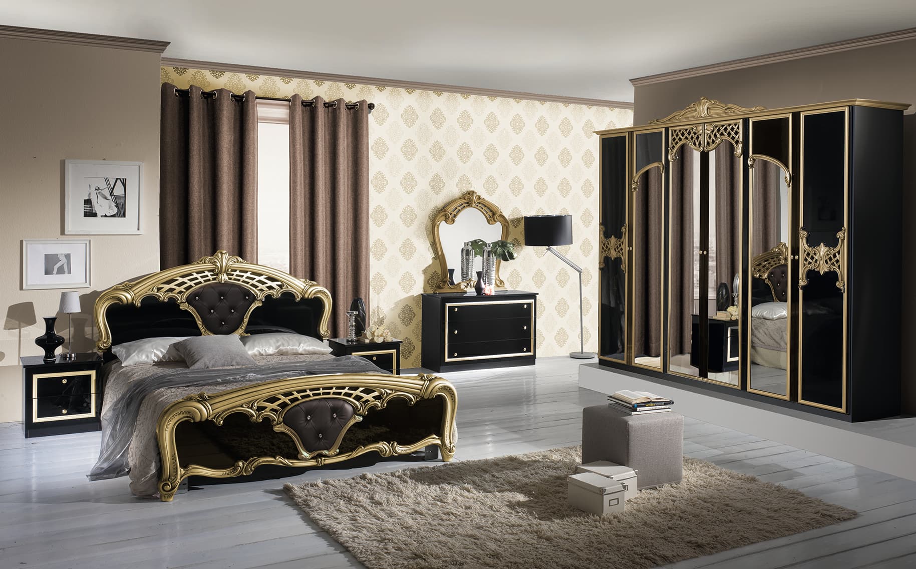 Спален комплект Eva Gold Nero 160/200