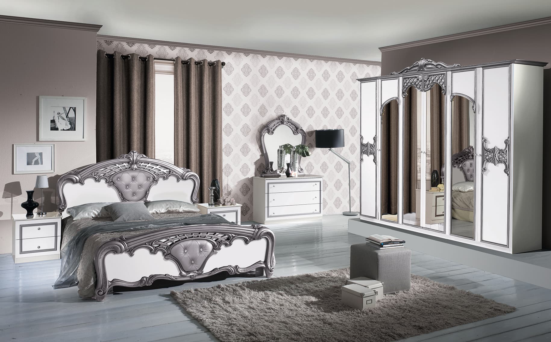 Спален комплект Eva Silver Bianco 160/200