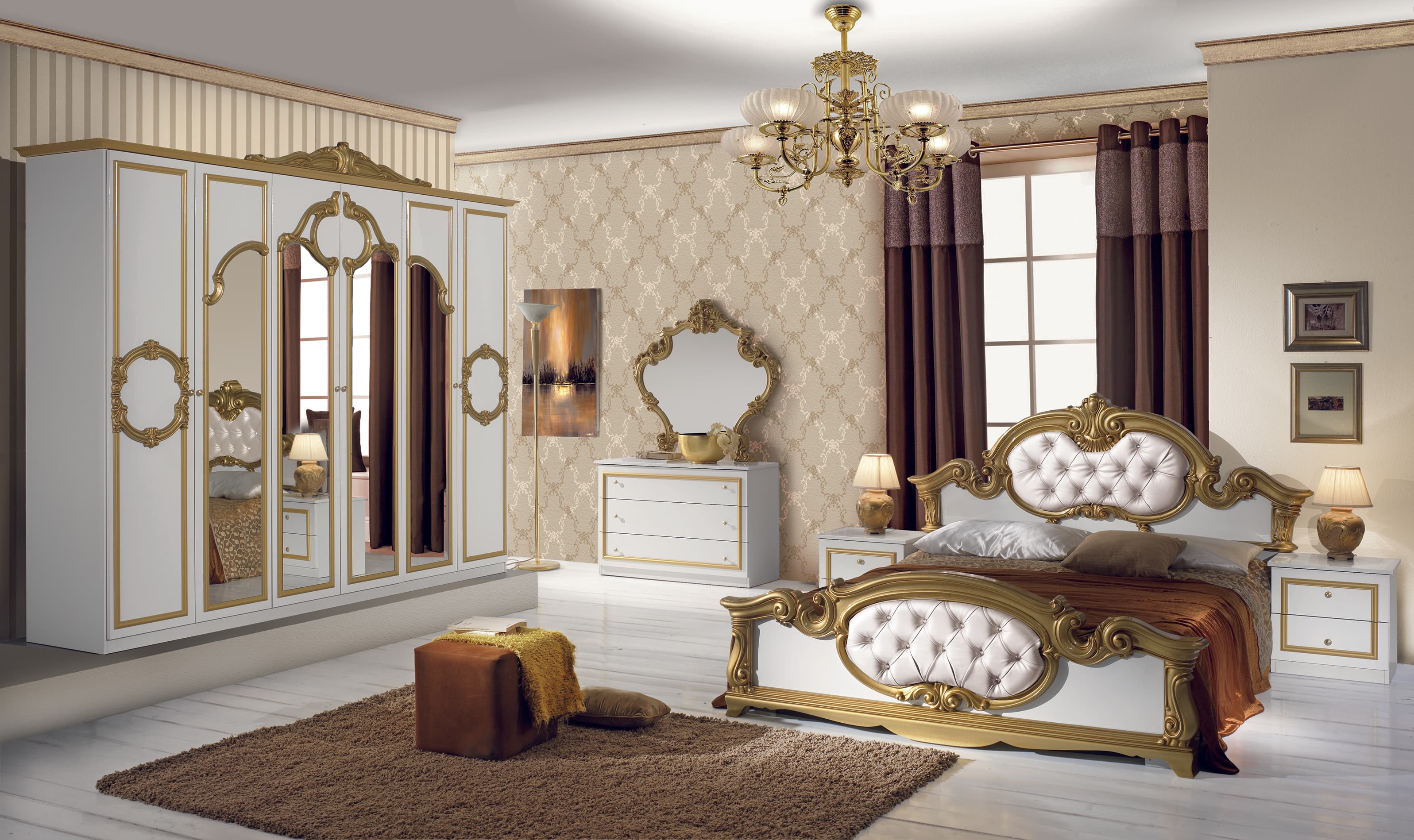 Спален комплект Barocco Bianco Gold 160/200