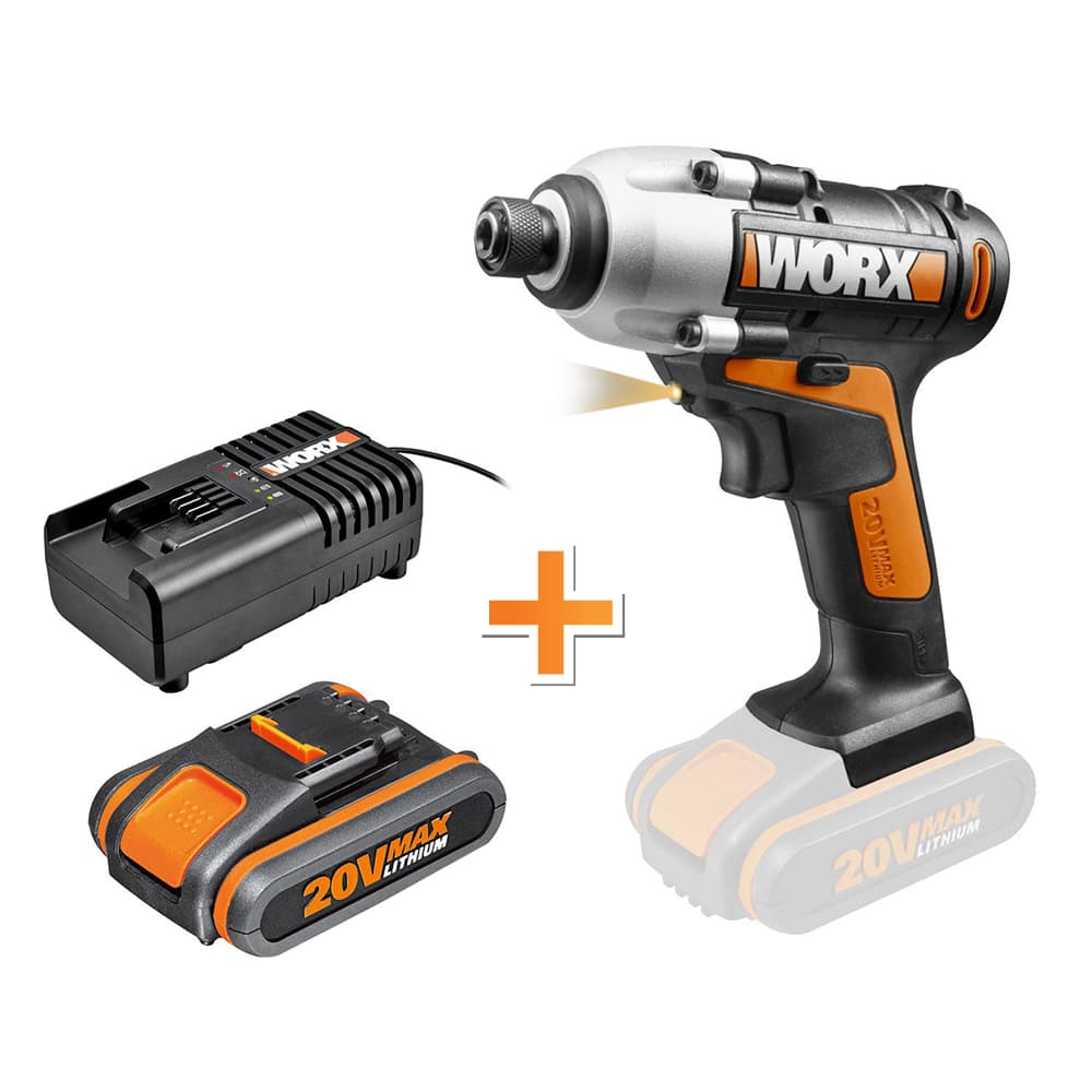 Гайковерт акумулаторен WORX WX290.9 / 20V / комплект със зарядно и батерия