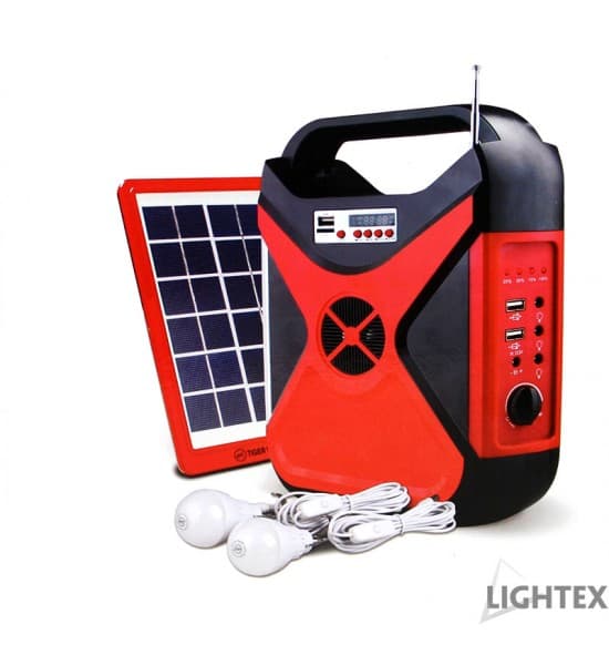 Преносим соларен фенер Lightex с радио / 2 лампи / USB 