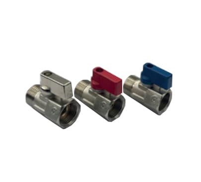 Сферичен кран мини A35SMB Сакар никел F/M 1/2" синя ръкохватка