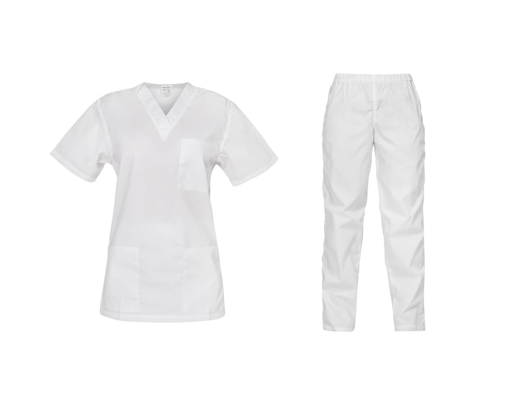 Комплект унисекс туника с панталон Cesare 430100 бял 2XL