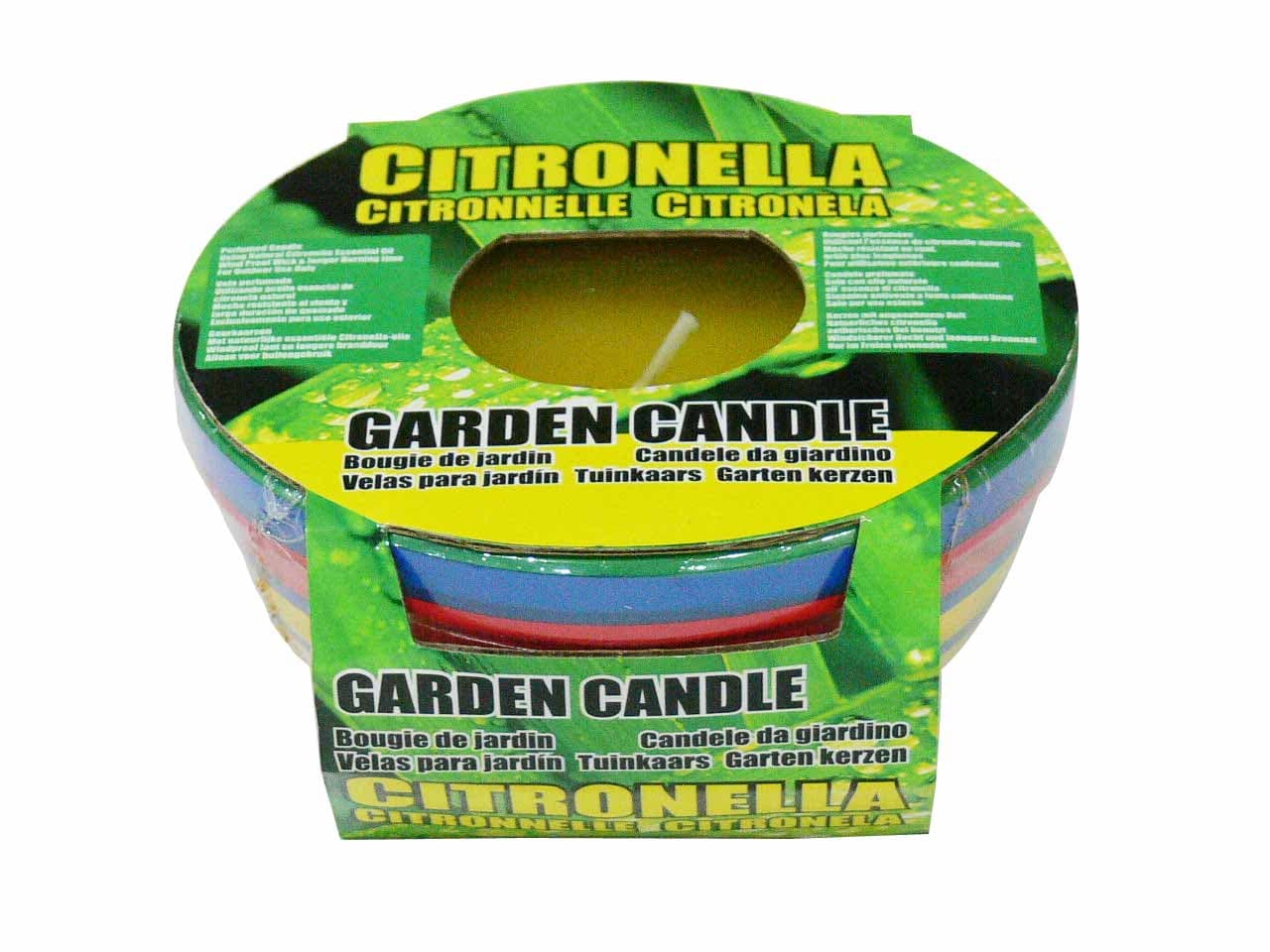 Свещ против насекоми в цветна глинена купичка Citronella 11.5х5.5см