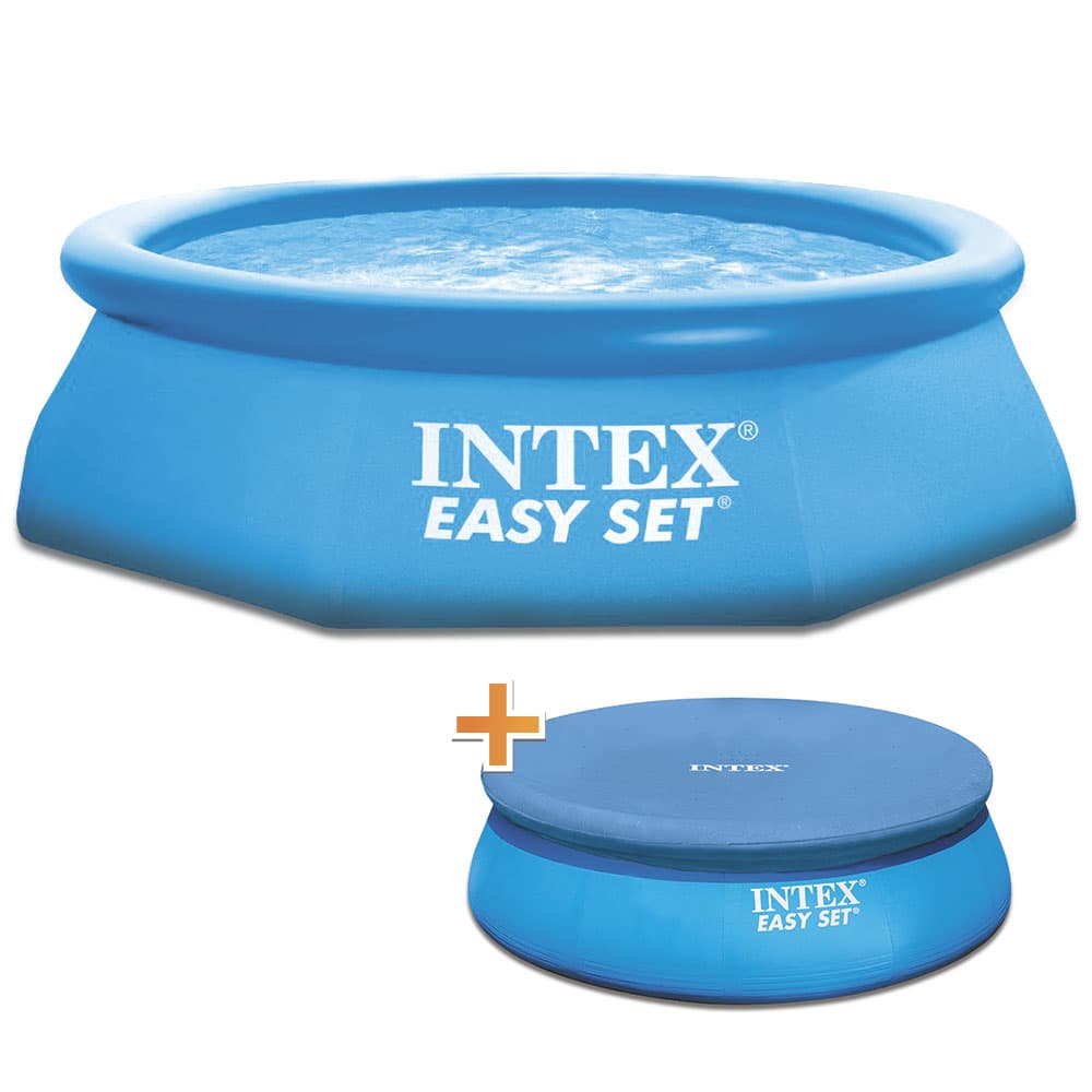 Басейн с надуваем ринг Intex 244х76см + покривало
