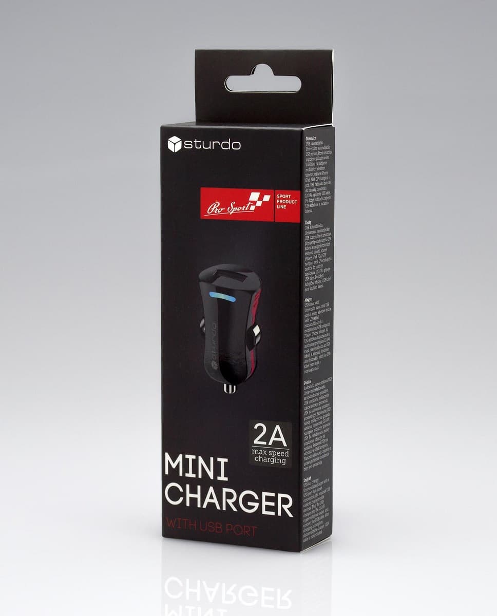 Мини зарядно за автомобил Sturdo Car Charger Pro Sport 1xUSB 2A черен