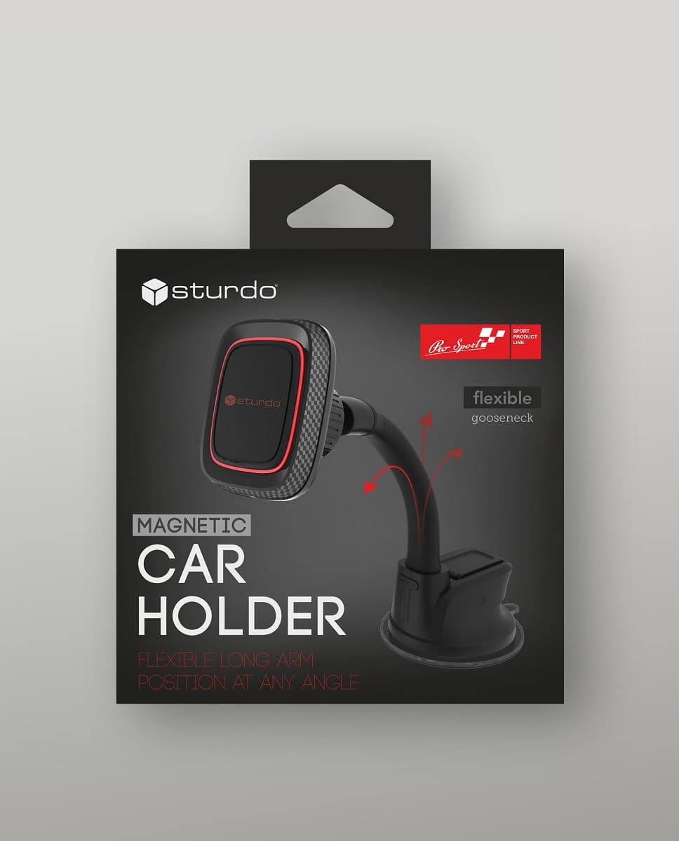 Магнитна стойка за автомобил Sturdo Car Holder Pro Sport нано вендуза черна