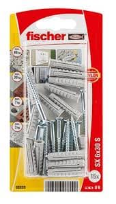 Разширяващ се дюбел с периферия и винт Fischer SX 6x30 S K NV блистер