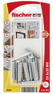 Разширяващ се дюбел с периферия и ъглова кука Fischer SX 6x30 WH K NV 