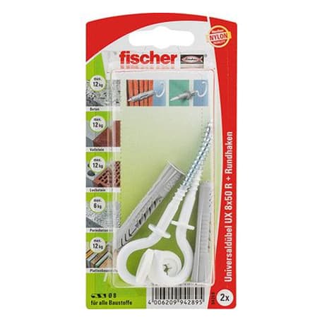 Дюбел с периферия и кръгла отворена кука с найлоново покритие Fischer 