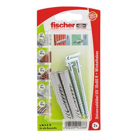 Дюбел с периферия и кръгла затворена кука с найлоново покритие Fischer 
