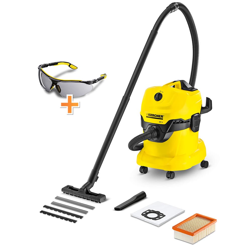 Многофункционална смукачка Karcher WD4 + защитни слънчеви очила Karcher