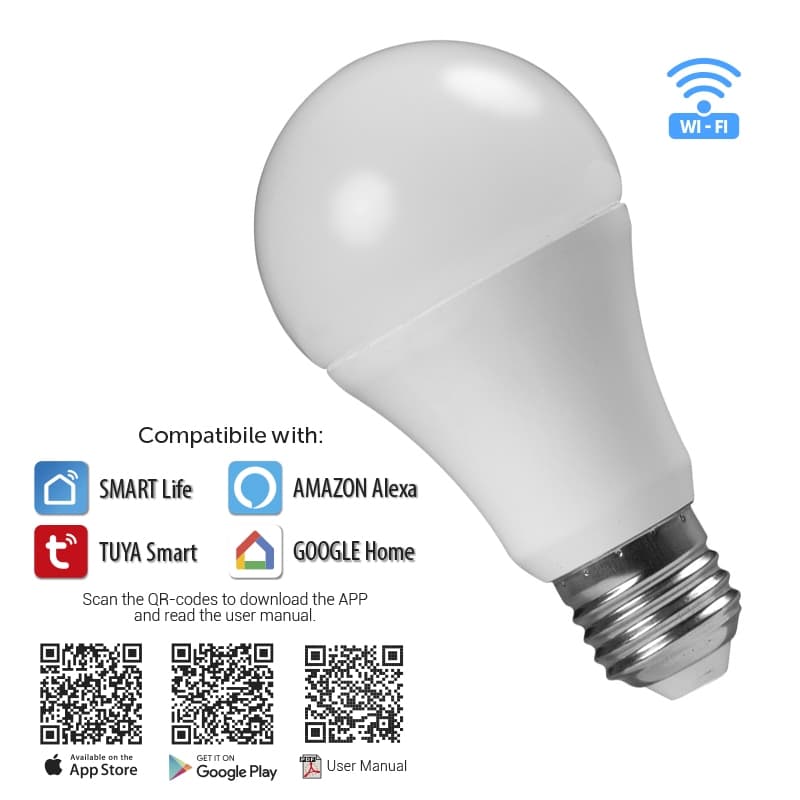 LED крушка UltraLux E27 8W 4200K WiFi Smart RGB+
