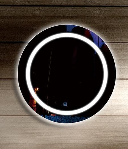 Огледало за баня с LED осветление кръгло с часовник Макена B 39 / 60 см