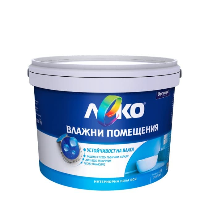 Боя за влажни помещения Леко 1л бяла