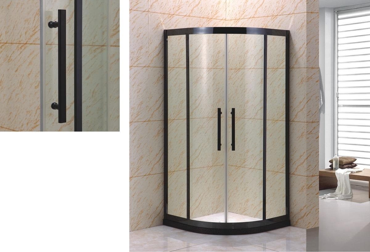 Овална душ кабина без корито Cascada B-L1001 черна 90x90x190см