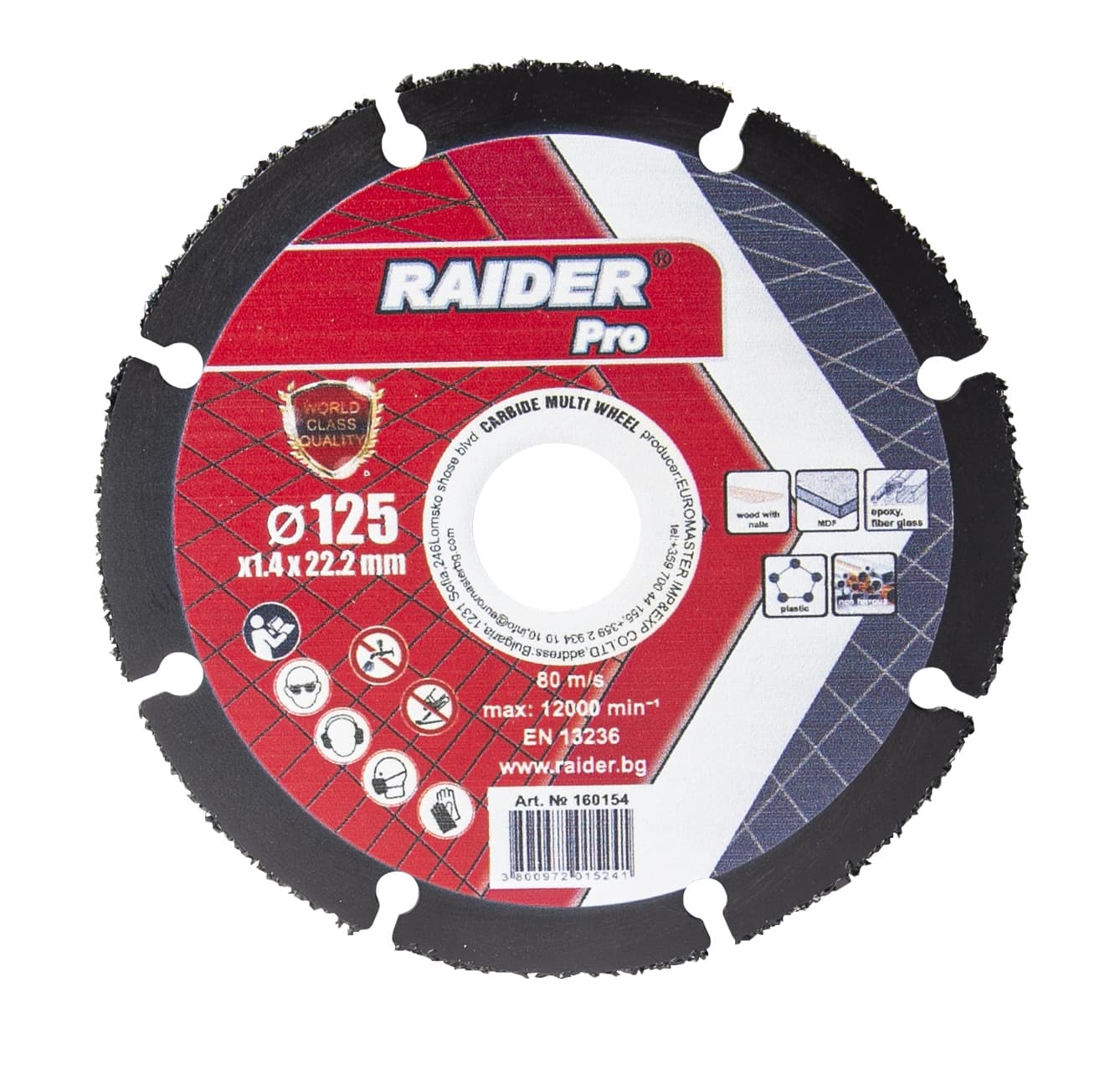 Диск за ъглошлайф Raider Carbide Multi Wheel 125х1,4х22,2мм