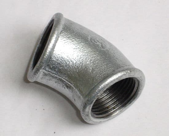 Поцинкована дъга Tsp 45° къса 1/2" ЖЖ