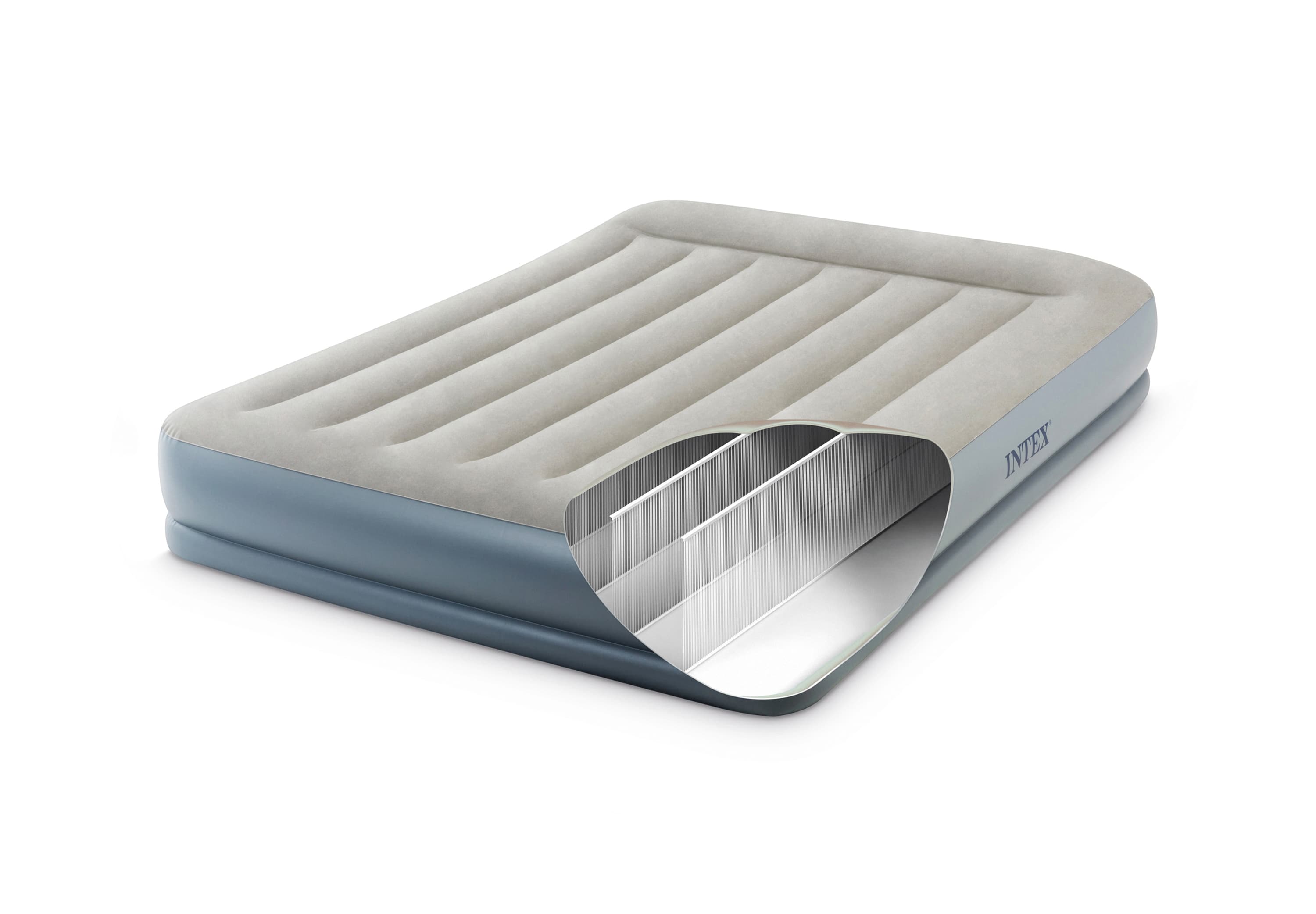 Надуваем дюшек Intex Pillow Rest Mid-Rise Airbed 64118NP / 203х152х30см