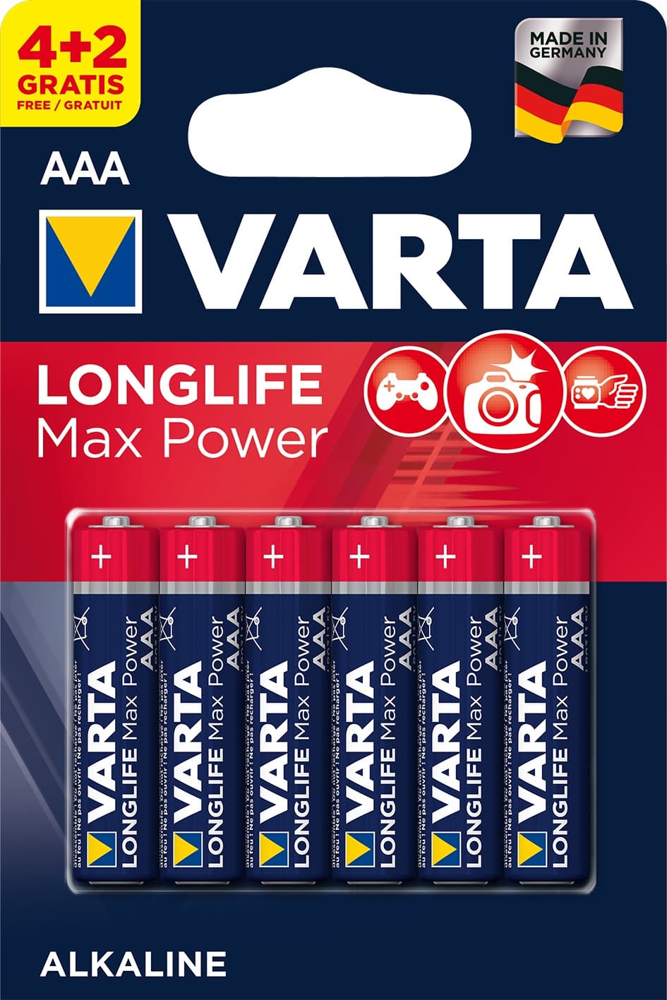 Усилени алкални батерии Varta Max Power ААА / LR03 / 4+2 броя