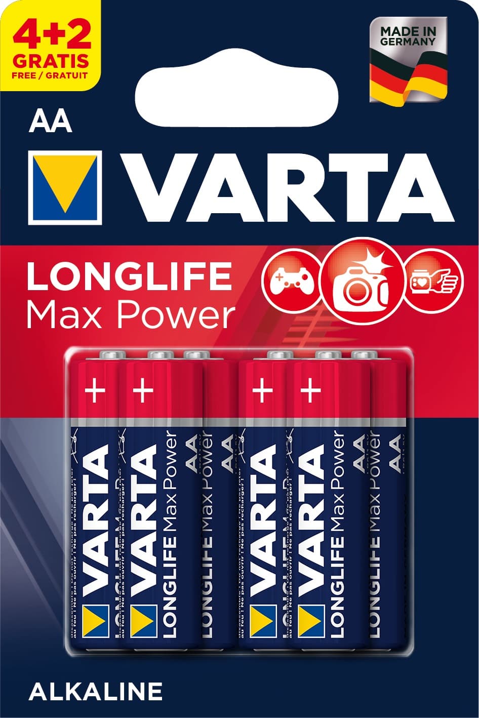 Усилени алкални батерии Varta Max Power АА / LR6 / 4+2 броя
