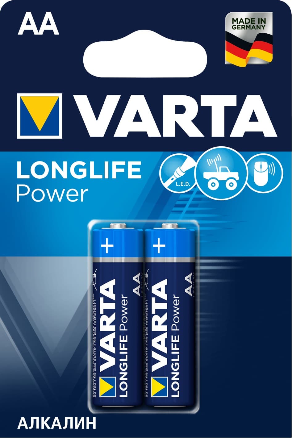 Усилени алкални батерии Varta Longlife Power АА / LR6 / 2 броя