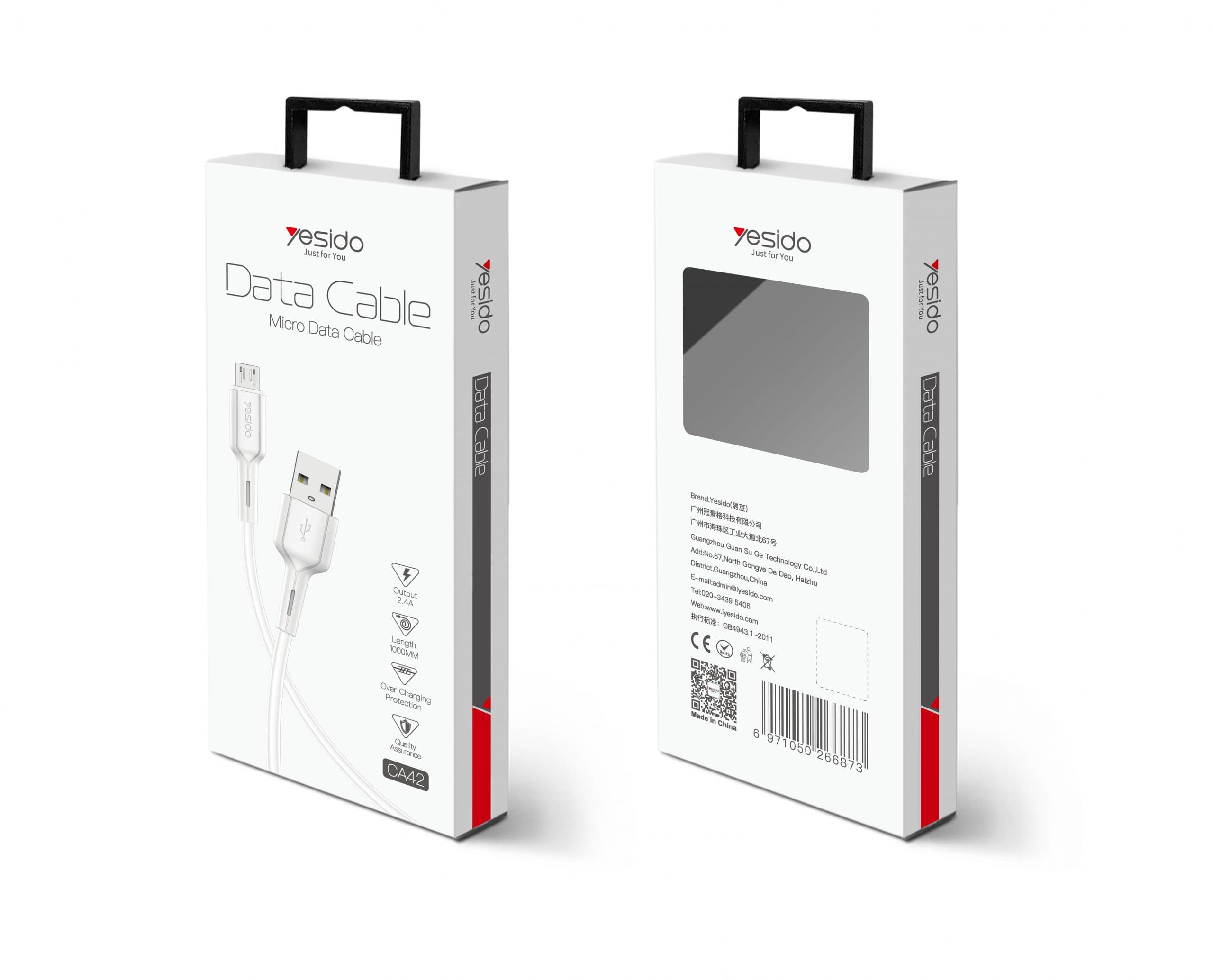 Кабел за телефон Micro USB Yesido CA-42M 1м 2.4A