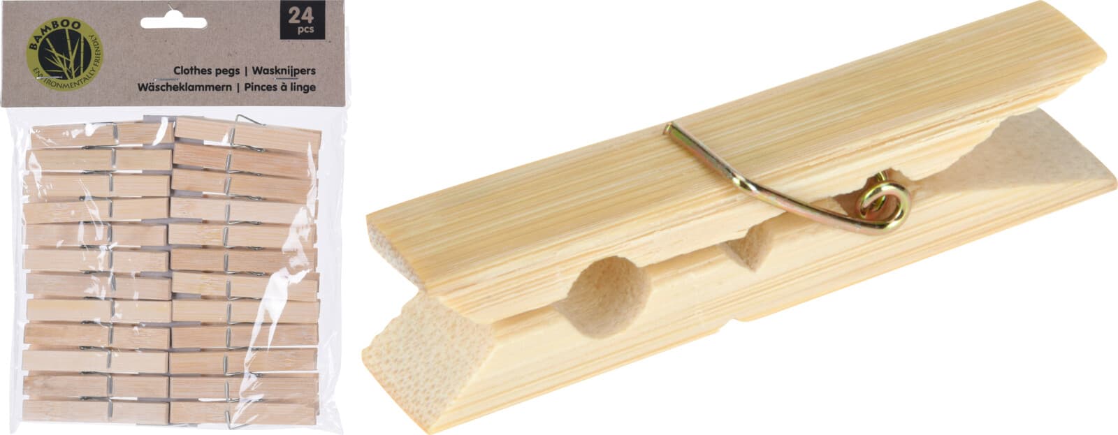Щипки за дрехи Bamboo WK1500000 / 24 броя