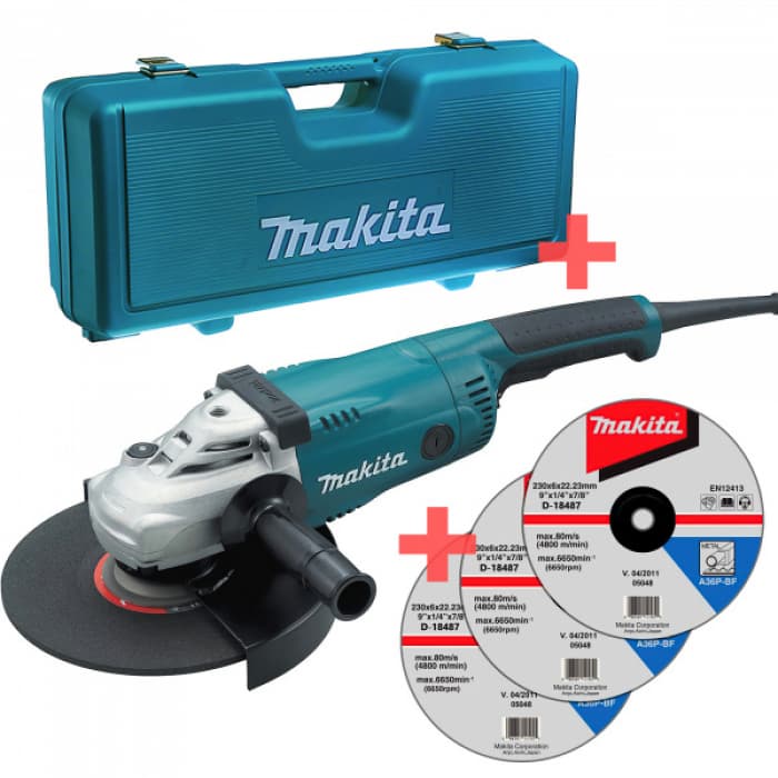 Ъглошлайф Makita GA9020KX1 с куфар и 3 диска / 230мм 2200W