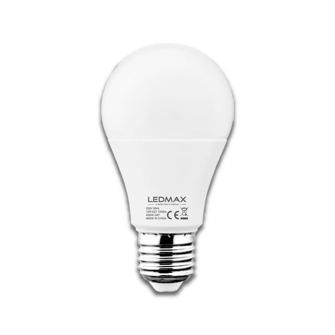 LED крушка LEDMax Е27 12W 4000K A60 CE/EMC