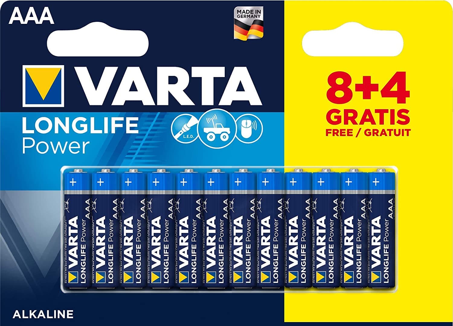 Алкални батерии Varta Helps Power AAA блистер 8+4 броя