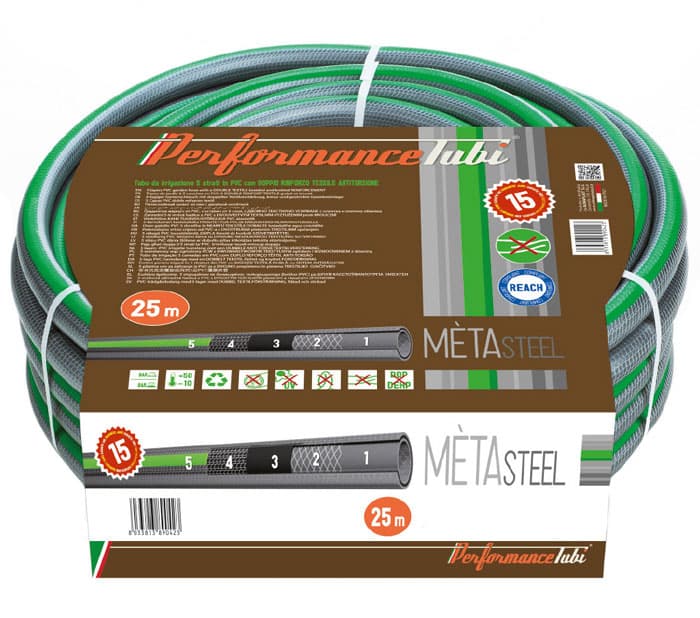 Градински петслоен маркуч Metasteel 3/4'' 25м 12-36 bar 